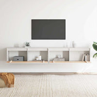 Pensili 2 pz Bianchi 100x30x35 cm in Legno Massello di Pino cod mxl 33355