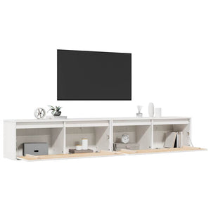 Pensili 2 pz Bianchi 100x30x35 cm in Legno Massello di Pino cod mxl 33355