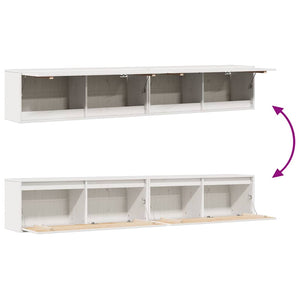 Pensili 2 pz Bianchi 100x30x35 cm in Legno Massello di Pino 813468