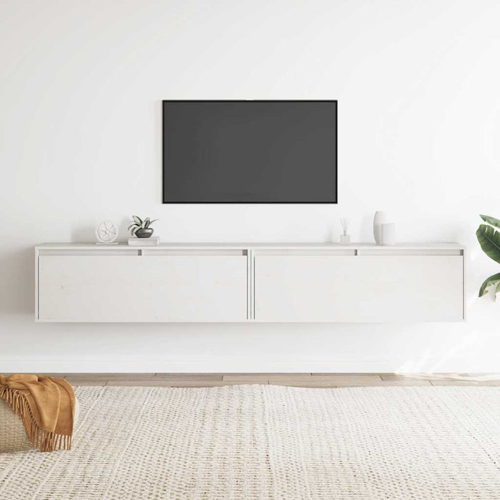 Pensili 2 pz Bianchi 100x30x35 cm in Legno Massello di Pino cod mxl 33355