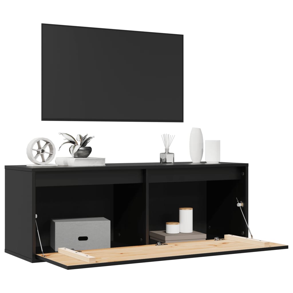 Pensile Nero 100x30x35 cm in Legno Massello di Pino cod mxl 32964