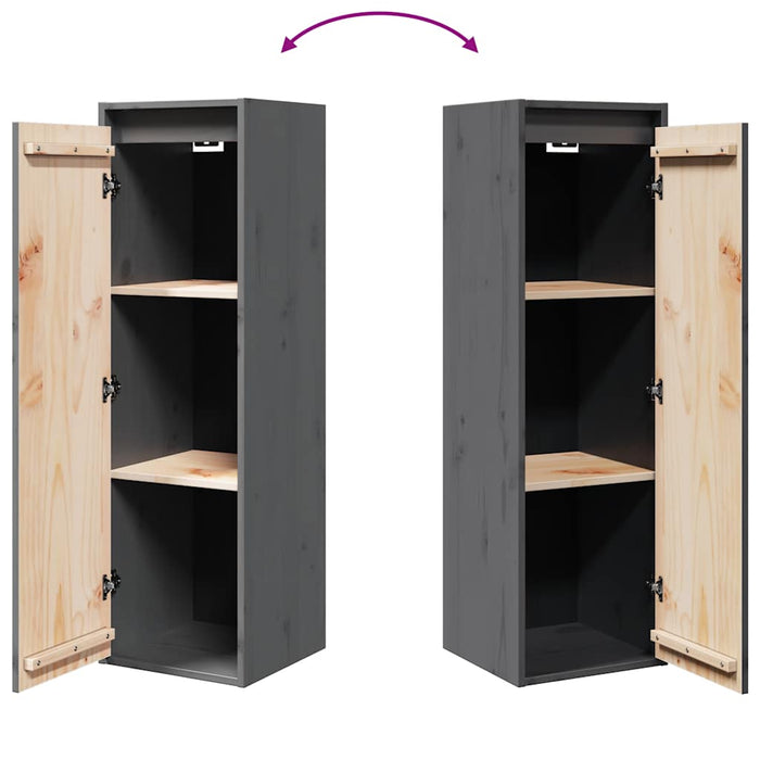 Pensili Grigi 2 pz 30x30x100 cm in Legno Massello di Pino 813510