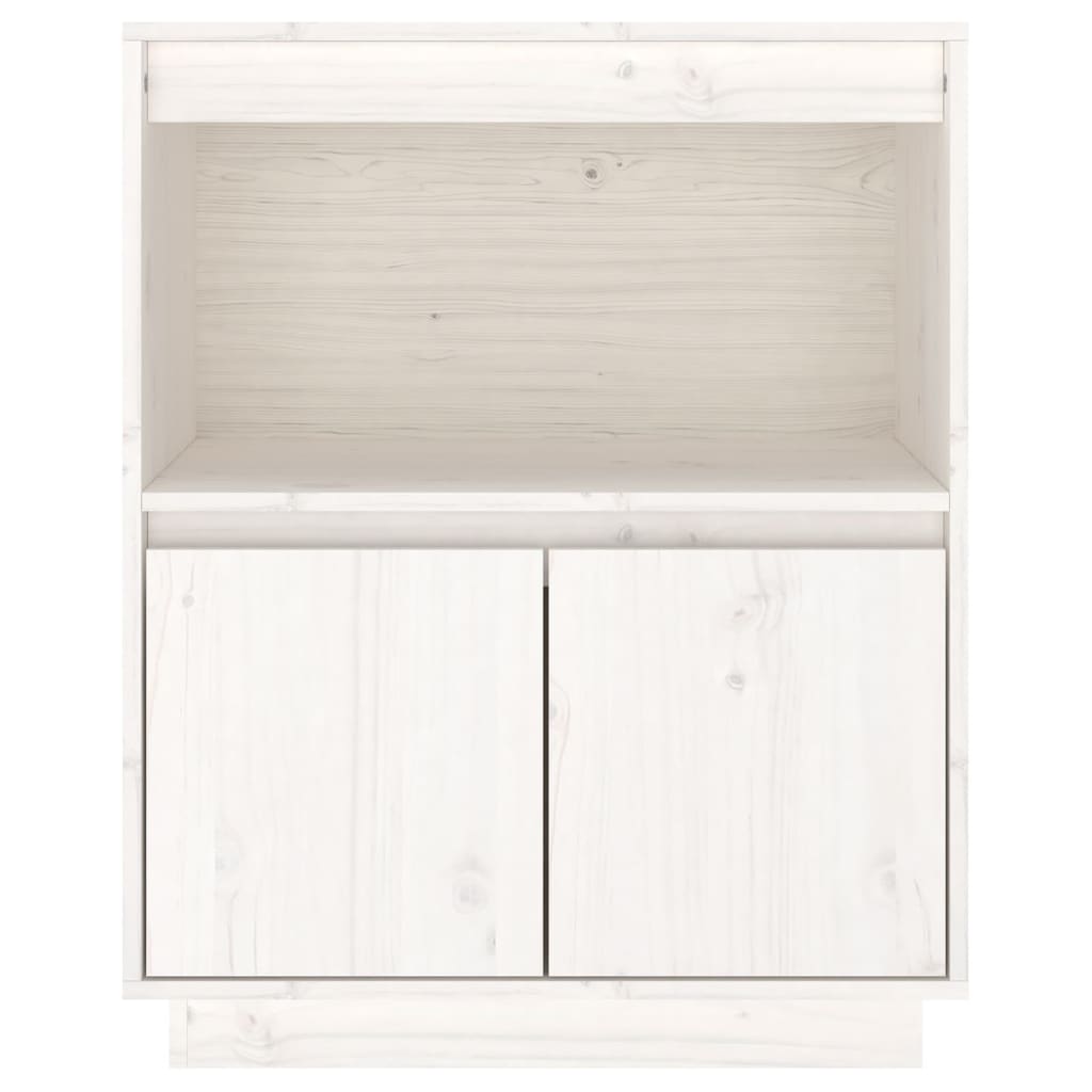 Credenza Bianca 60x34x75 cm in Legno Massello di Pino 813521