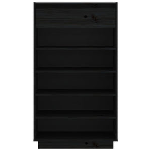 Scarpiera Nera 60x34x105 cm in Legno Massello di Pino 813554