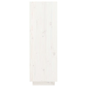 Scarpiera Bianca 30x34x105 cm in Legno Massello di Pino 813556