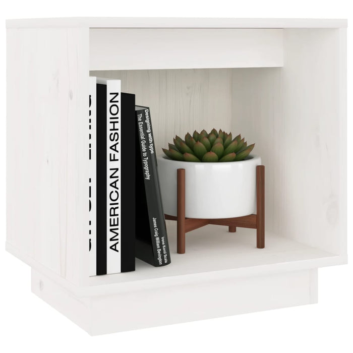 Comodino-Tavolino da notte Bianco 40x30x40 cm in Legno Massello di Pino