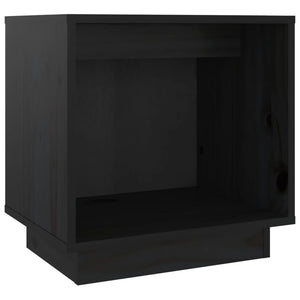 Comodino Nero 40x30x40 cm in Legno Massello di Pino 813343