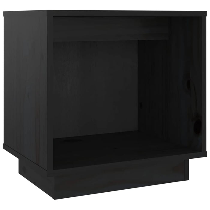 Comodino Nero 40x30x40 cm in Legno Massello di Pino 813343