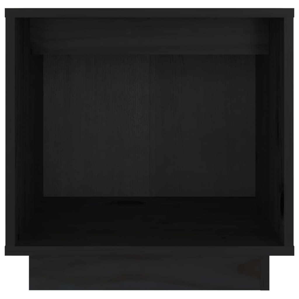 Comodino Nero 40x30x40 cm in Legno Massello di Pino 813343
