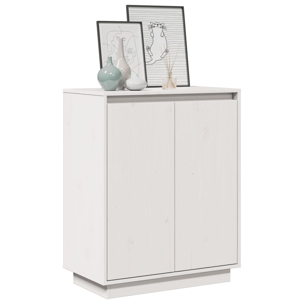 Credenza Bianca 60x34x75 cm in Legno Massello di Pino 813346
