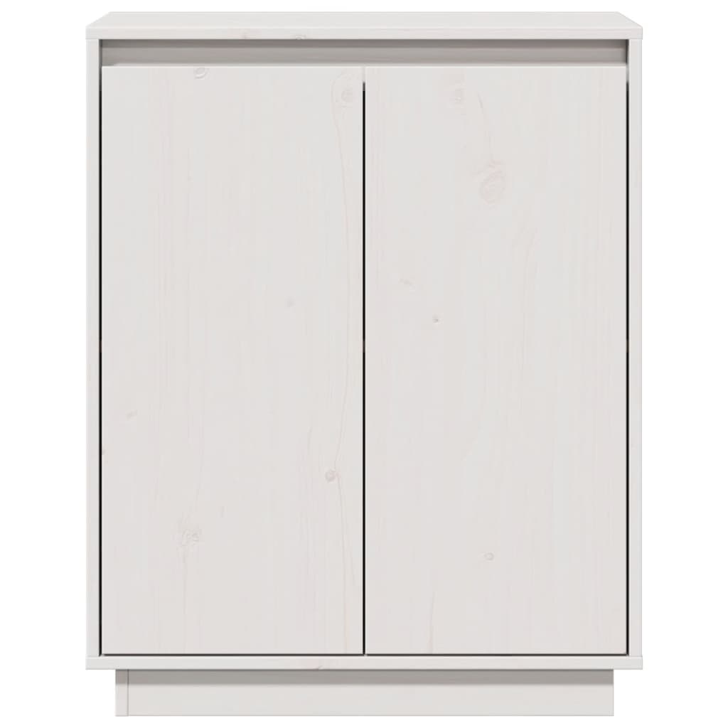 Credenza Bianca 60x34x75 cm in Legno Massello di Pino 813346