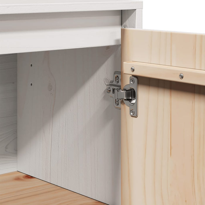 Credenza Bianca 60x34x75 cm in Legno Massello di Pino 813346