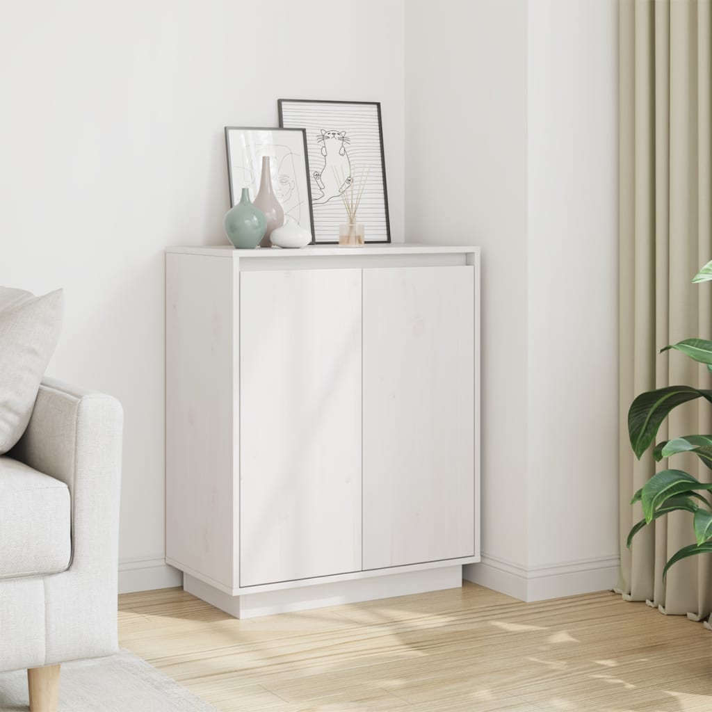 Credenza Bianca 60x34x75 cm in Legno Massello di Pino cod mxl 7643