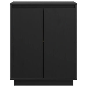 Credenza Nera 60x34x75 cm in Legno Massello di Pino 813349