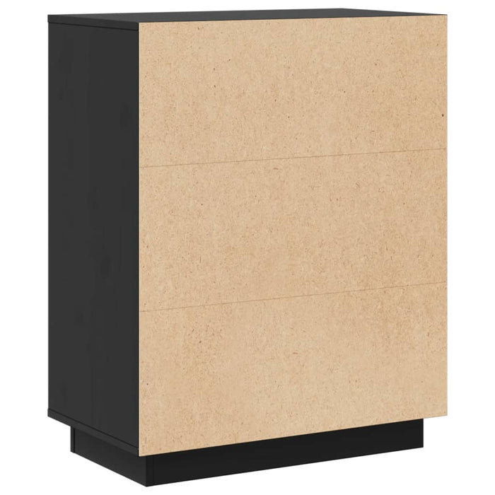 Credenza Nera 60x34x75 cm in Legno Massello di Pino 813349