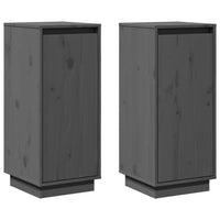 Credenze 2 pz Grigie 31,5x34x75 cm in Legno Massello di Pino cod mxl 11961