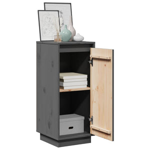 Credenze 2 pz Grigie 31,5x34x75 cm in Legno Massello di Pino 813355