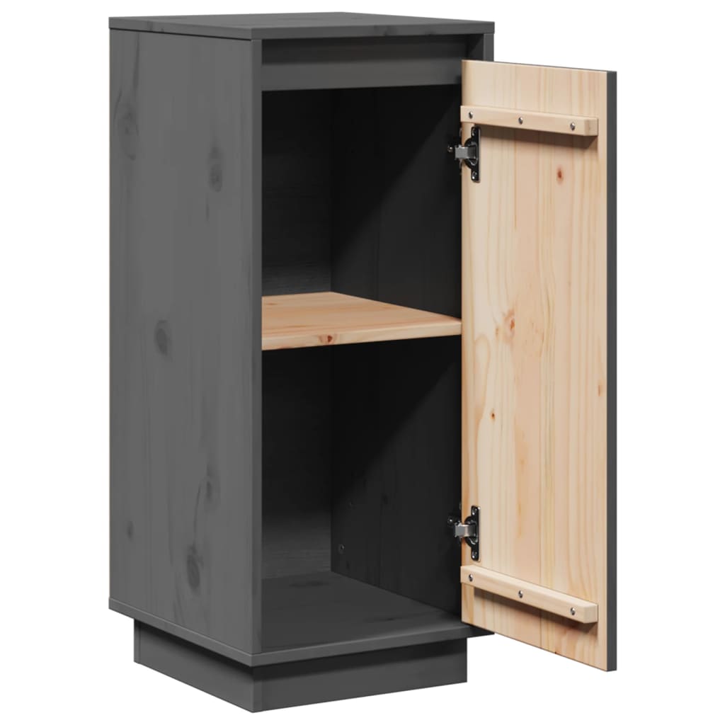 Credenze 2 pz Grigie 31,5x34x75 cm in Legno Massello di Pino 813355