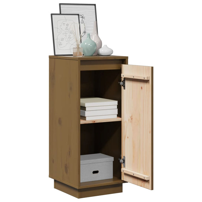 Credenza Marrone Ambra 31,5x34x75 cm in Legno Massello di Pino 813356