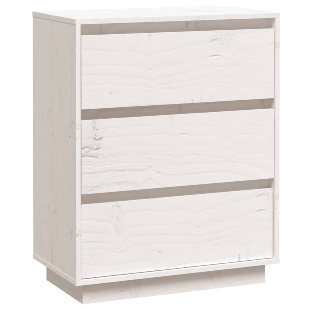 Credenza Bianca 60x34x75 cm in Legno Massello di Pino 813361