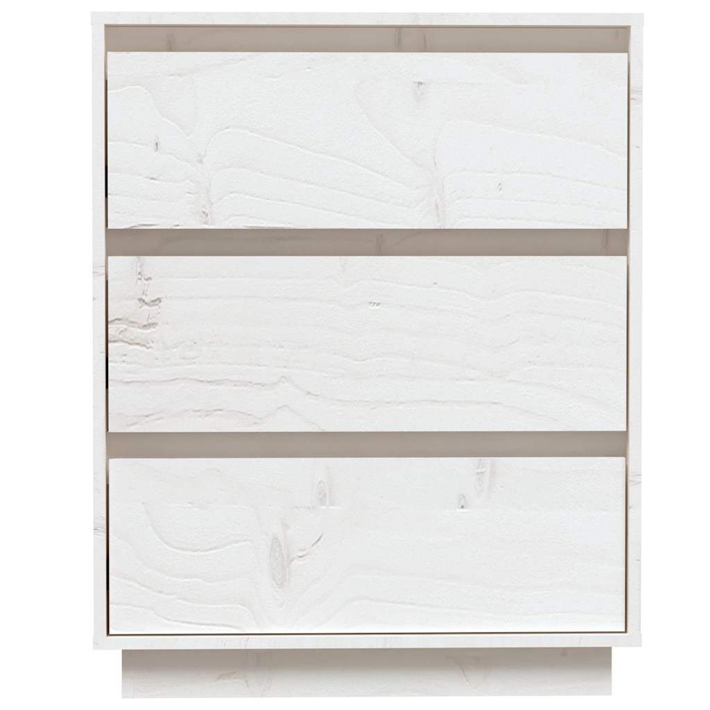 Credenza Bianca 60x34x75 cm in Legno Massello di Pino 813361