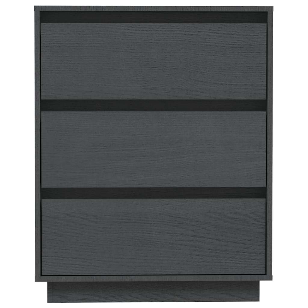 Credenza Grigia 60x34x75 cm in Legno Massello di Pino 813362