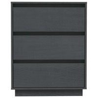 Credenza Grigia 60x34x75 cm in Legno Massello di Pino 813362