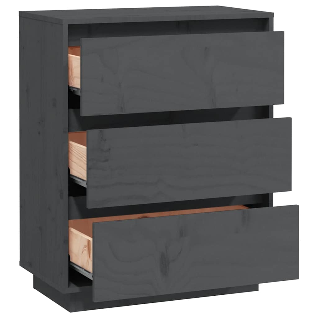 Credenza Grigia 60x34x75 cm in Legno Massello di Pino 813362