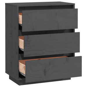 Credenza Grigia 60x34x75 cm in Legno Massello di Pino 813362