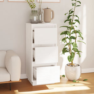 Credenza-Buffet-Armadio da cucina Bianca 32x34x75 cm in Legno Massello di Pino