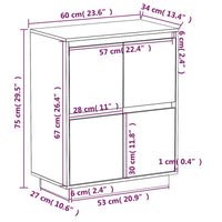 Credenza Bianca 60x34x75 cm in Legno Massello di Pino cod mxl 14798