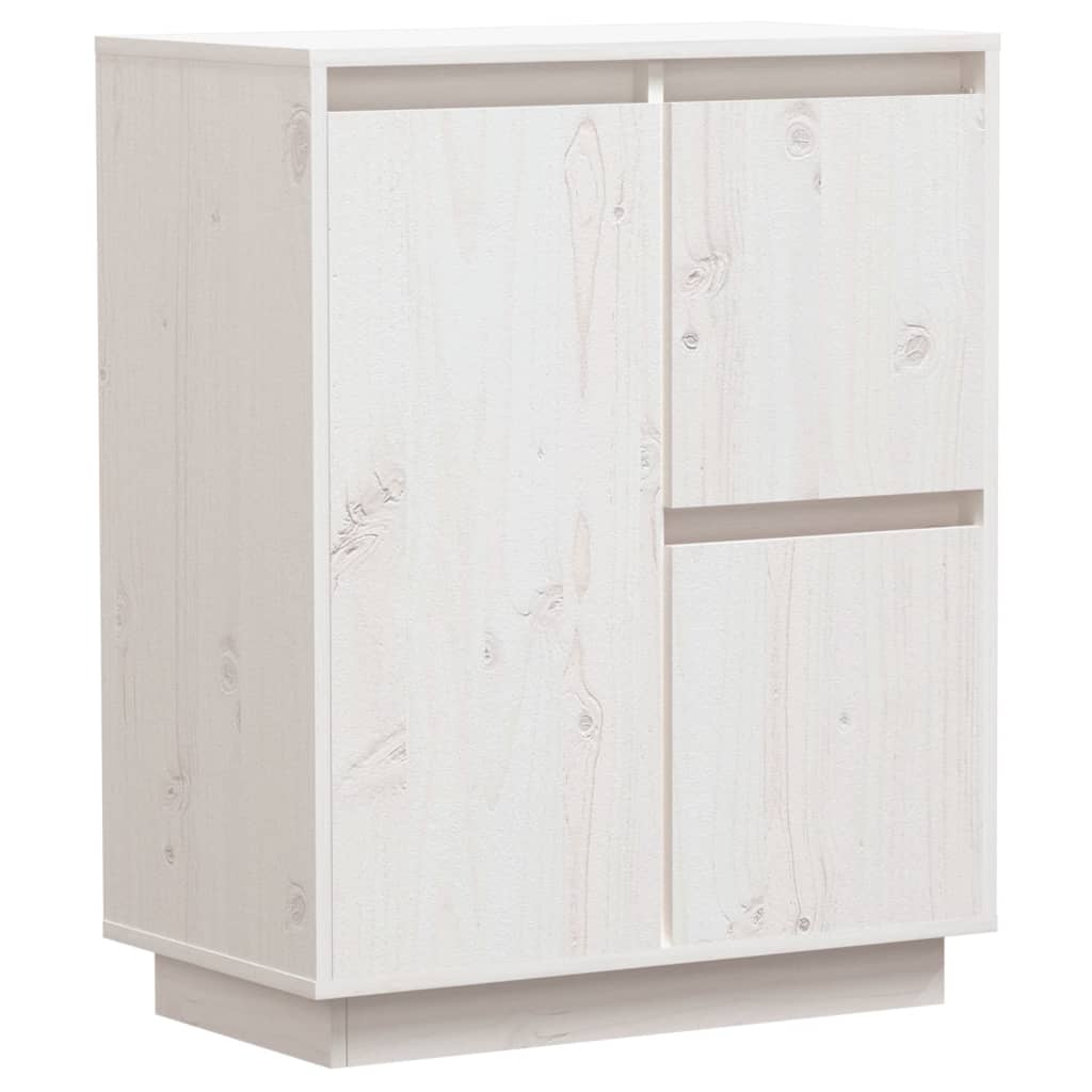 Credenza Bianca 60x34x75 cm in Legno Massello di Pino 813391