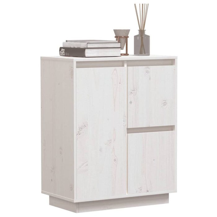 Credenza Bianca 60x34x75 cm in Legno Massello di Pino 813391