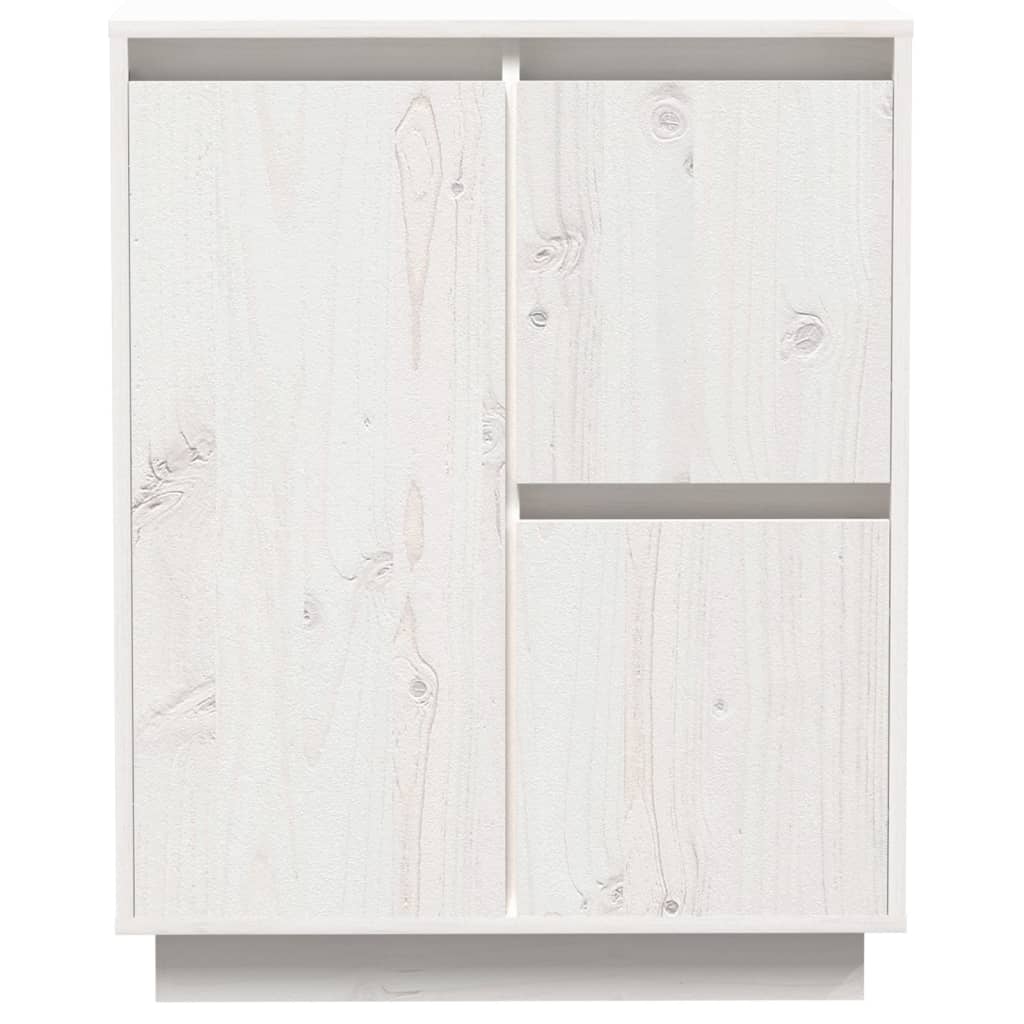Credenza Bianca 60x34x75 cm in Legno Massello di Pino 813391
