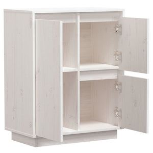 Credenza Bianca 60x34x75 cm in Legno Massello di Pino 813391
