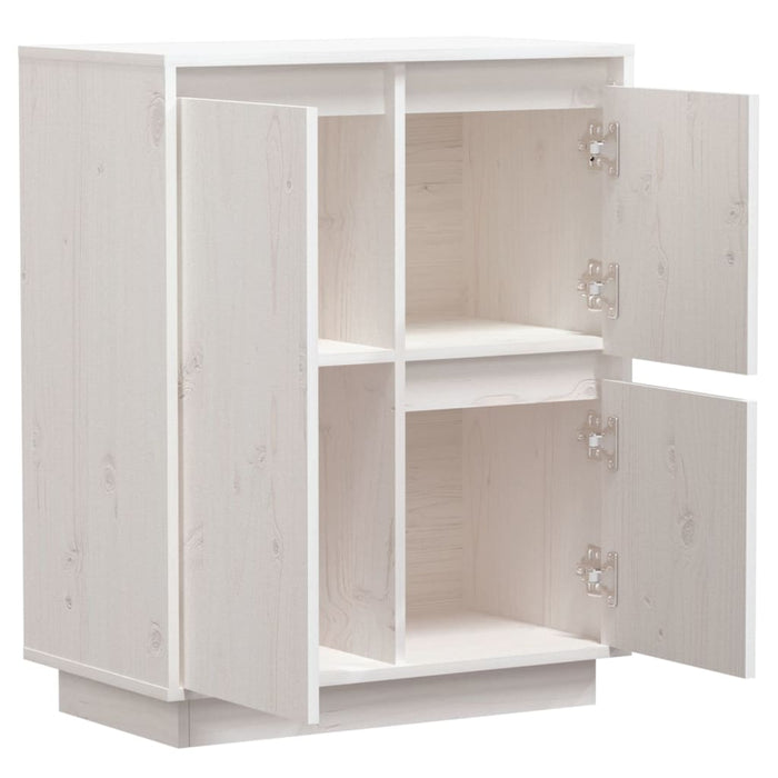 Credenza Bianca 60x34x75 cm in Legno Massello di Pino 813391