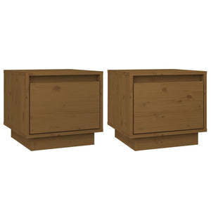 Comodini 2 pz Ambrati 35x34x32 cm in Legno Massello di Pino 813402