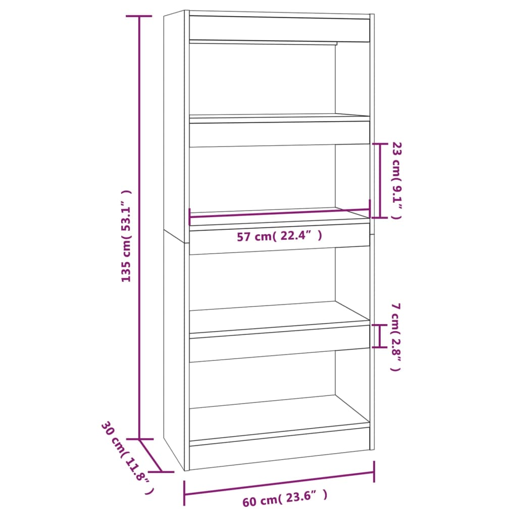 Libreria/Divisorio Bianco Lucido 60x30x135 cm Legno Multistrato cod mxl 18541