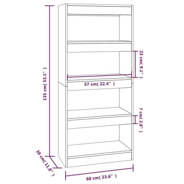 Libreria/Divisorio Bianco Lucido 60x30x135 cm Legno Multistrato cod mxl 18541