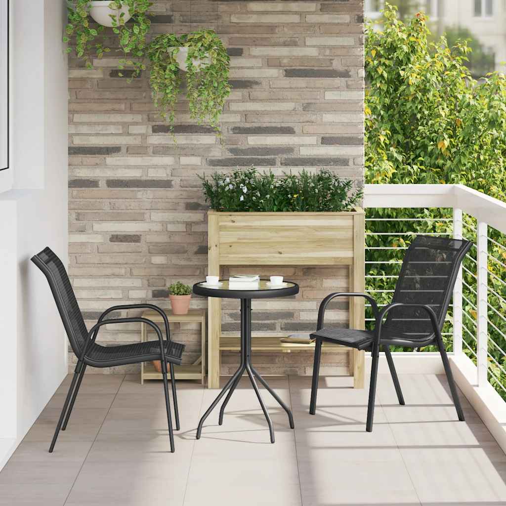 Sedie da Giardino Impilabili 2 pz in Tessuto Textilene Nero 318777