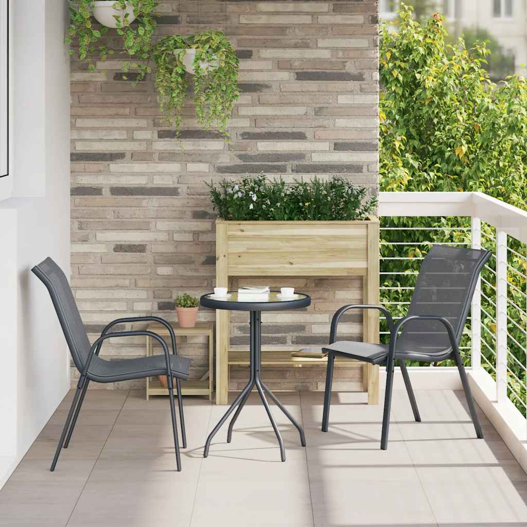 Sedie da Giardino Impilabili 2 pz in Tessuto Textilene Grigio 318778