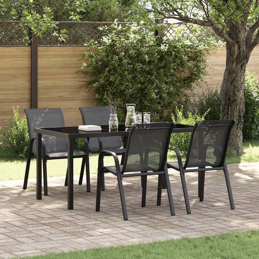 Sedie da Giardino Impilabili 4 pz in Tessuto Textilene Nero 318780