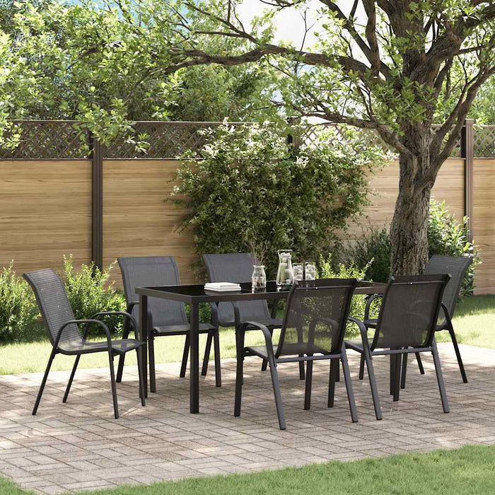 Sedie da Giardino Impilabili 6 pz in Tessuto Textilene Nero 318783