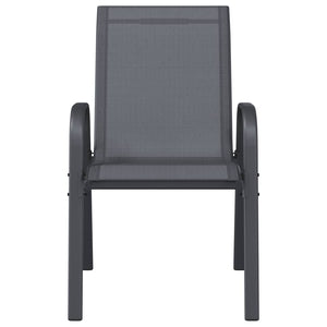 Sedie da Giardino Impilabili 6 pz in Tessuto Textilene Grigio