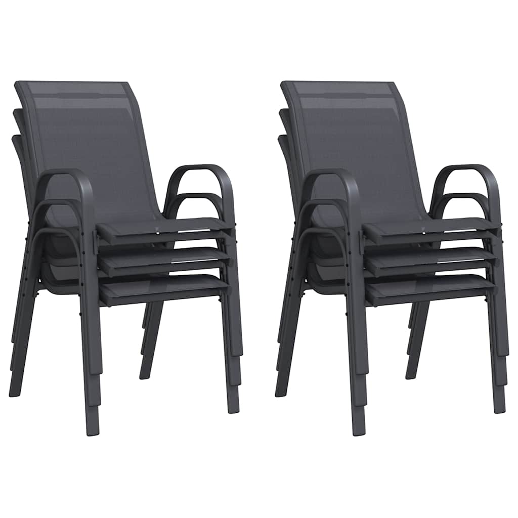 Sedie da Giardino Impilabili 6 pz in Tessuto Textilene Grigio 318784