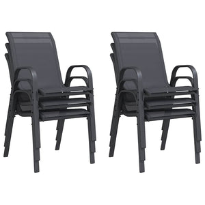 Sedie da Giardino Impilabili 6 pz in Tessuto Textilene Grigio 318784