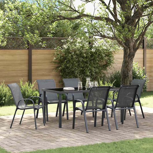 Sedie da Giardino Impilabili 6 pz in Tessuto Textilene Grigio 318784