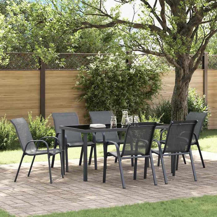 Sedie da Giardino Impilabili 6 pz in Tessuto Textilene Grigio 318784