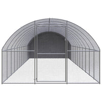 Recinto per pollaio in acciaio zincato per galline all'aperto 3 x 12 x 2 m Argento 02_0043999