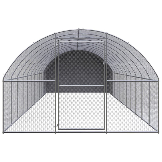 Recinto per pollaio in acciaio zincato per galline all'aperto 3 x 12 x 2 m Argento 02_0043999